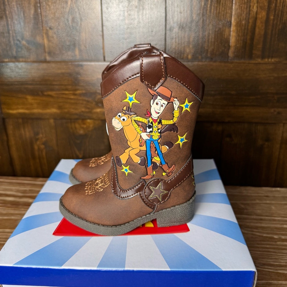 Disney Toy Story 4 Woody Toddler Size 5M Brown Zip Cowboy Western Boots - Picture 4 of 6